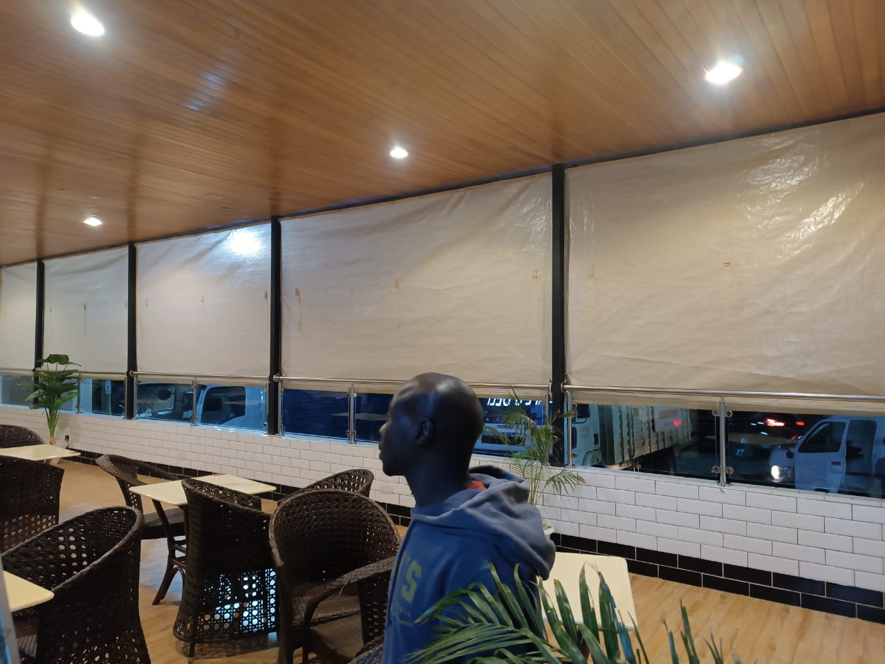 Safron Hotel shade installation